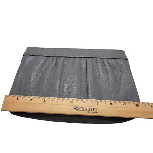 Vintage Gray Faux Leather Clutch Purse With Braided Top & Retractable Strap 10" - Picture 2 of 16